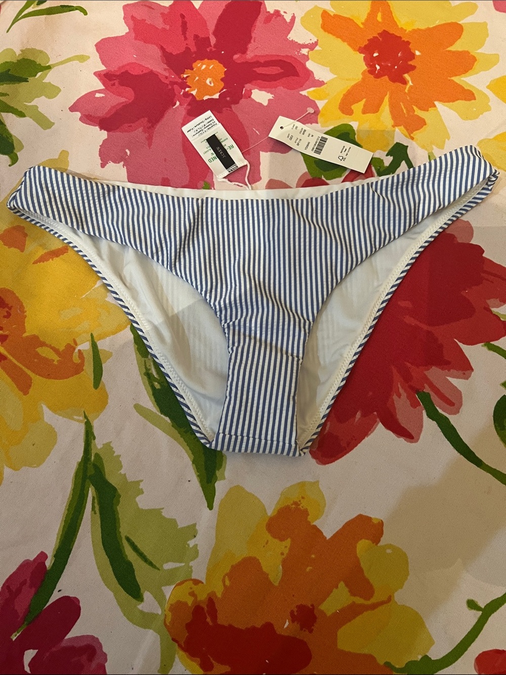 J. Crew Blue and White Striped Bikini Bottom